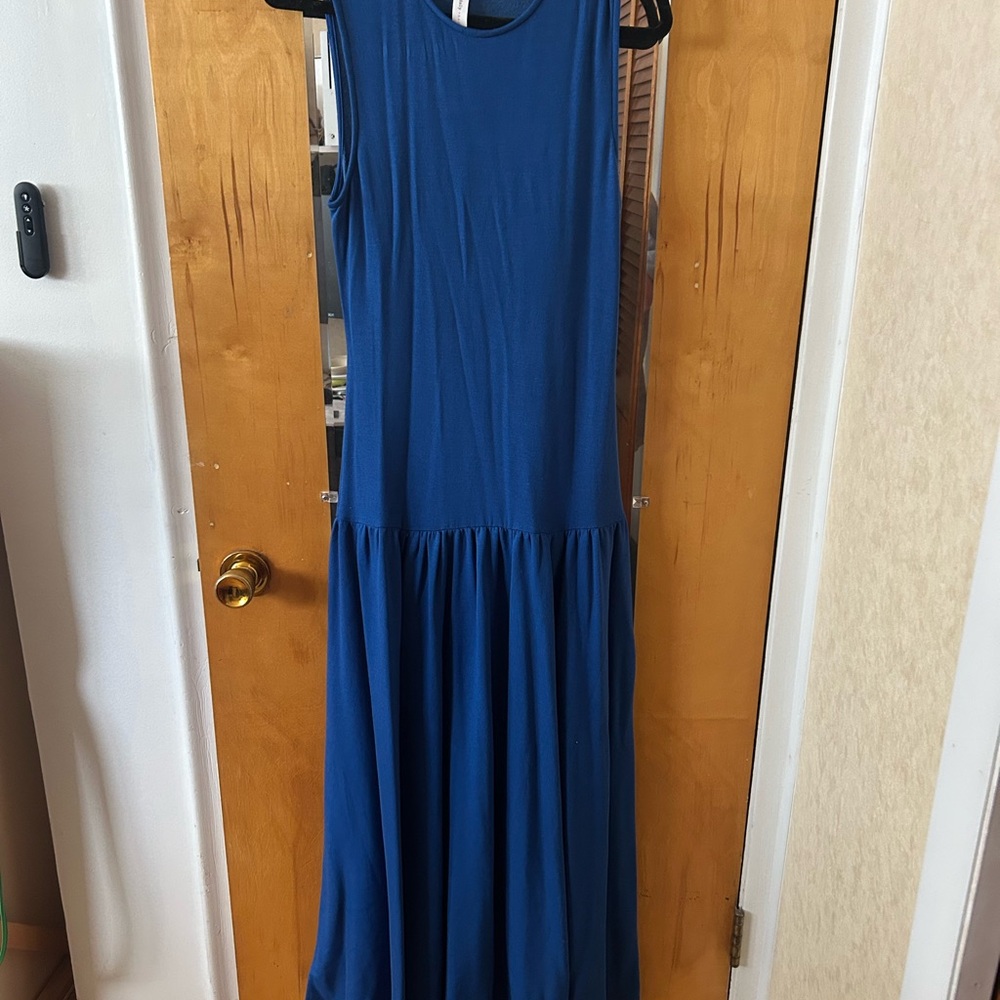Anthropologie - Daily Practice: Sleeveless Blue Maxi Sweat Dress